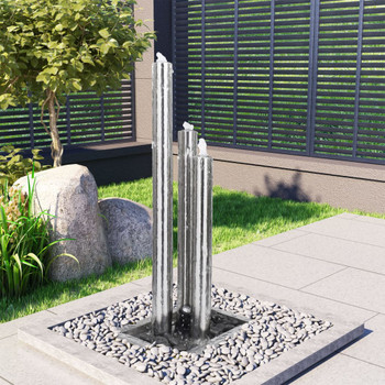 Vrtna fontana srebrna 48 x 34 x 123 cm od nehrđajućeg čelika