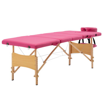 Sklopivi masažni stol s 4 zone drveni ružičasti
