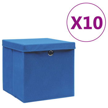 Kutije za pohranu s poklopcima 10 kom 28 x 28 x 28 cm plave
