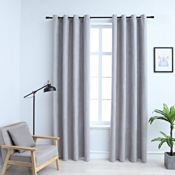 Zavjese za zamraÄivanje s prstenima 2 kom sive 140 x 245 cm