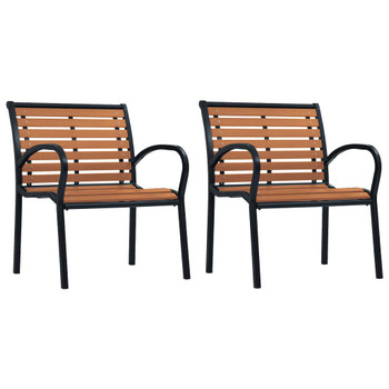 Vrtne stolice 2 kom od čelika i WPC-a crno-smeđe