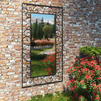 Vrtno zidno ogledalo pravokutno 60 x 110 cm crno
