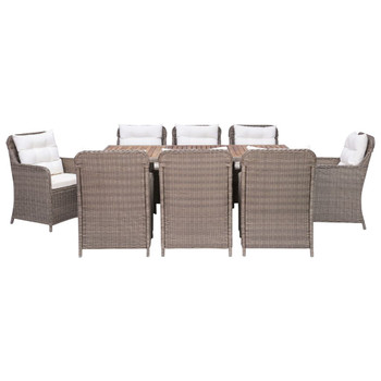 3057801 9 Piece Outdoor Dining Set with Cushions Poly Rattan Brown (4x44148+310143)