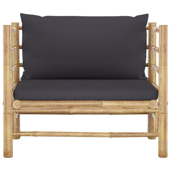 Vrtna sofa od bambusa s tamnosivim jastucima