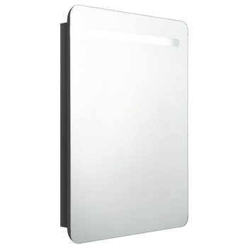 LED kupaonski ormarić s ogledalom sjajni crni 60 x 11 x 80 cm