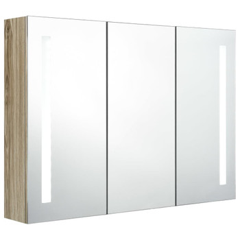 LED kupaonski ormarić s ogledalom 89 x 14 x 62 cm boja hrasta
