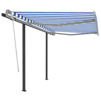 Tenda na ručno uvlačenje sa stupovima 3,5 x 2,5 m plavo-bijela