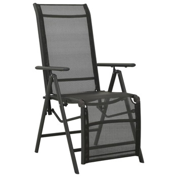 Nagibne vrtne stolice 2 kom od tekstilena i aluminija crne