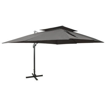 Konzolni suncobran s dvostrukim vrhom 400 x 300 cm antracit