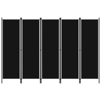 Sobna pregrada s 5 panela crna 250 x 180 cm