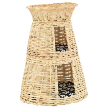 3-dijelni set košare za mačke s jastucima 47x34x60 cm prirodna vrba