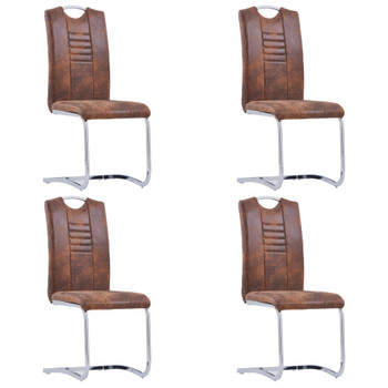 Konzolne blagovaonske stolice smeđe 4 kom umjetna brušena koža