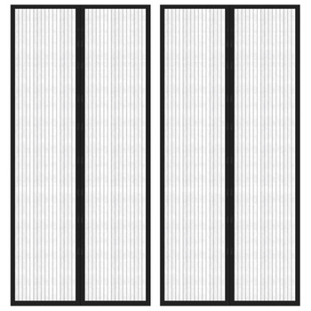 Zastori protiv insekata 2 kom s magnetima 210 x 90 cm crni