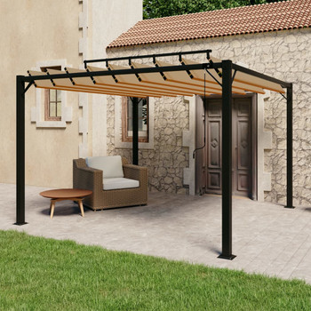 Sjenica s rešetkastim krovom 3x3 m smeđe-siva tkanina/aluminij