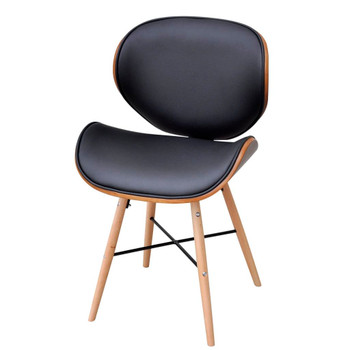 Blagovaonske stolice od zaobljenog drva i umjetne kože 4 kom