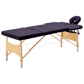 vidaXL Sklopivi masažni stol s 3 zone drveni ljubičasti