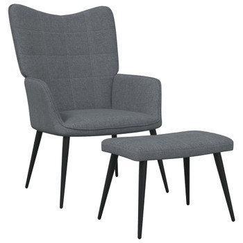 Stolica za opuštanje s tabureom 62x68,5x96 cm tamnosiva tkanina