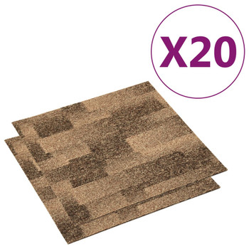 vidaXL Podne pločice s tepihom 20 kom 5 m² smeđe