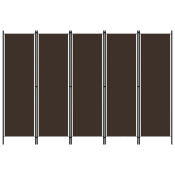 Sobna pregrada s 5 panela smeđa 250 x 180 cm