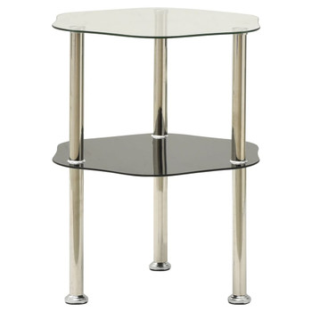 Bočni stolić s 2 razine prozirni/crni 38x38x50cm kaljeno staklo 322791