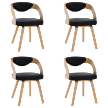 Blagovaonske stolice od savijenog drva i umjetne kože 4 kom crne 278846