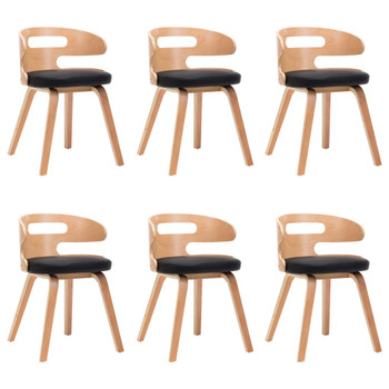 vidaXL Blagovaonske stolice od savijenog drva i umjetne kože 6 kom crne 278855