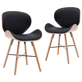 Blagovaonske stolice od umjetne kože i drva 2 kom crne 283144