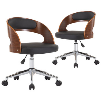 Okretne blagovaonske stolice 2 kom od drva i umjetne kože crne 3054908