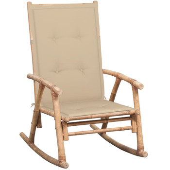 Stolica za ljuljanje od bambusa s jastukom 3063906