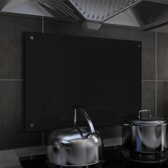 Kuhinjska zaštita od prskanja crna 70 x 50 cm kaljeno staklo
