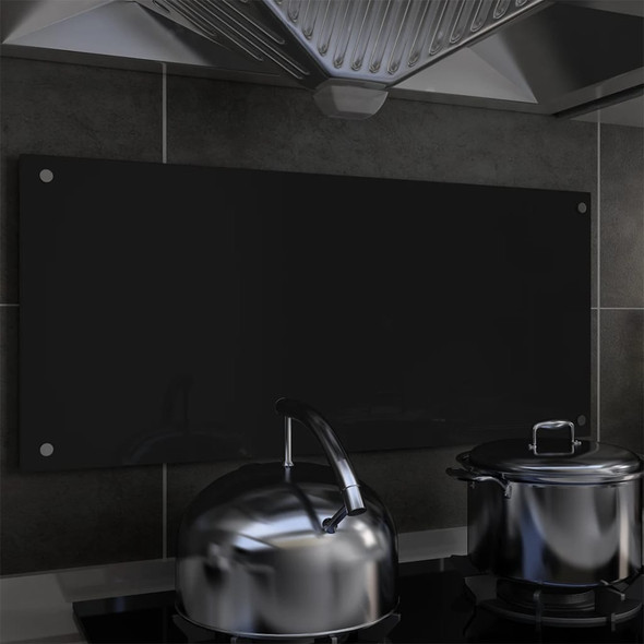 Kuhinjska zaštita od prskanja crna 90 x 40 cm kaljeno staklo