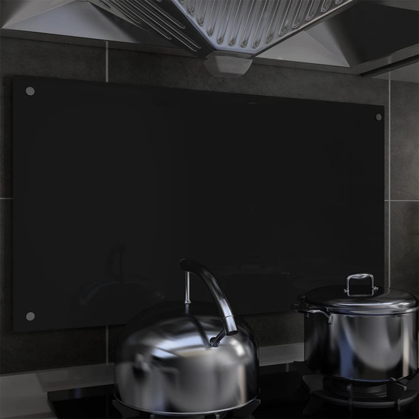 Kuhinjska zaštita od prskanja crna 90 x 50 cm kaljeno staklo