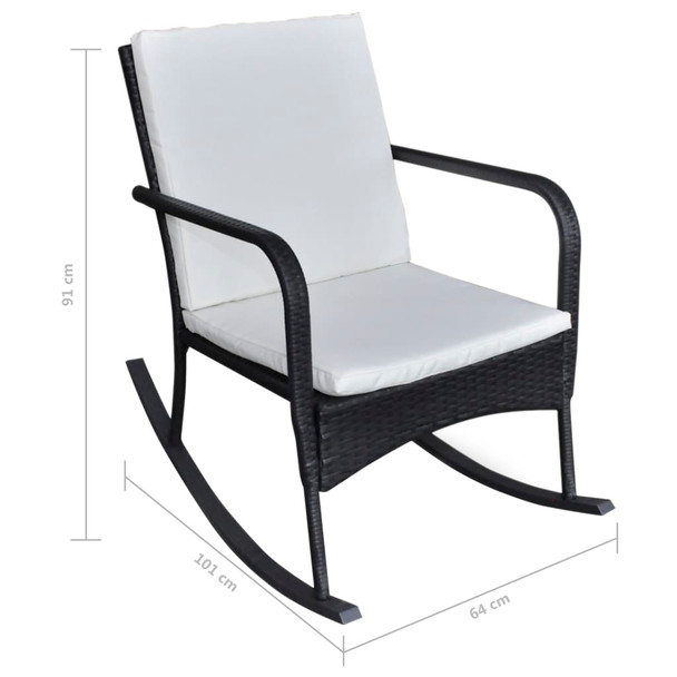 Vrtna stolica za ljuljanje od poliratana crna 42493