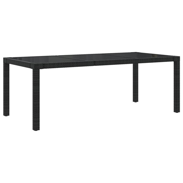 Vrtni stol crni 190x90x75 cm od kaljenog stakla i poliratana 316713