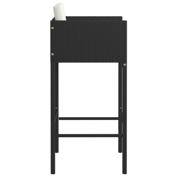 Barski stolci s jastucima 4 kom crni od poliratana 316660