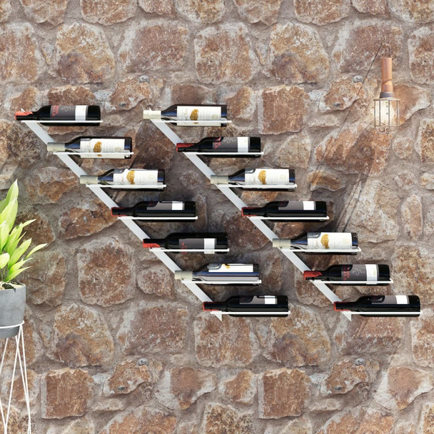 Zidni stalak za vino za 7 boca 2 kom bijeli metalni 340898