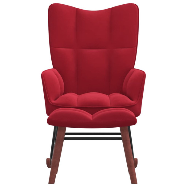 Stolica za ljuljanje s osloncem za noge boja vina baršunasta 328155