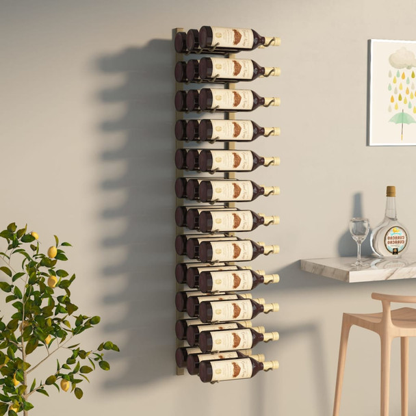 Zidni stalak za vino za 36 boca zlatni željezni 340888