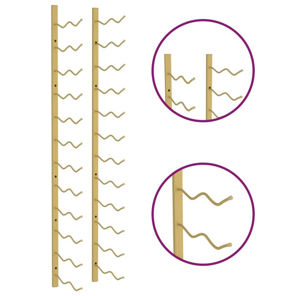 Zidni stalak za vino za 24 boce zlatni željezni 340884