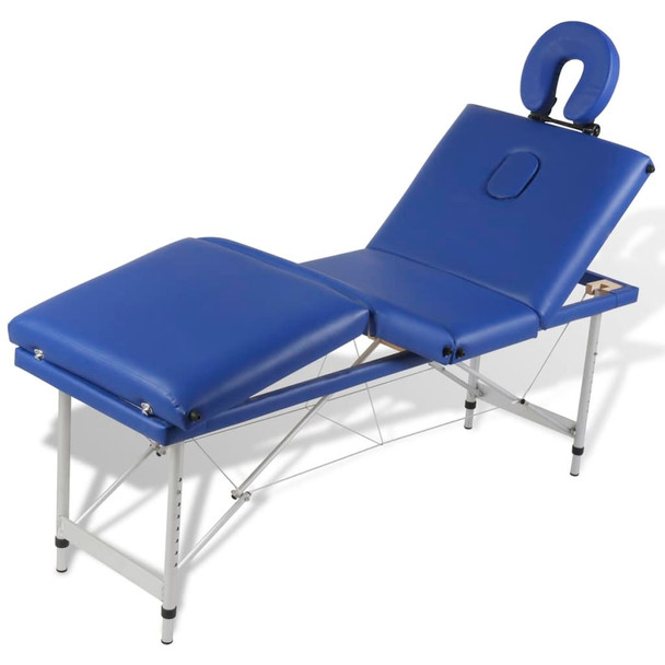 Plavi sklopivi masažni 4 - dijelni stol s aluminijskim okvirom 110097