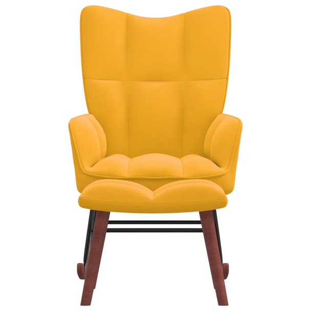Stolica za ljuljanje s osloncem za noge boja senfa baršunasta 328157