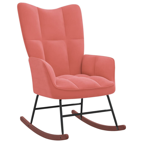 Stolica za ljuljanje s osloncem za noge ružičasta baršunasta 328154