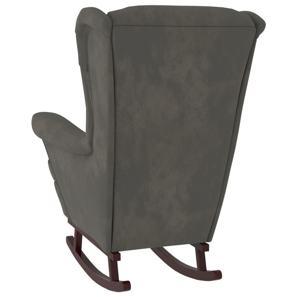 Fotelja za ljuljanje s drvenim nogama tamnosiva baršunasta 329364