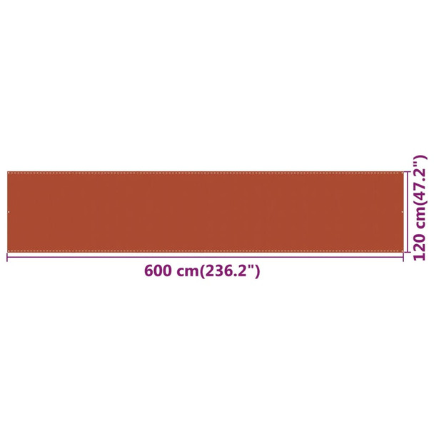 Balkonski zastor narančasti 120 x 600 cm HDPE 311027
