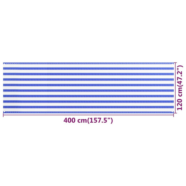 Balkonski zastor plavo-bijeli 120 x 400 cm HDPE 310893
