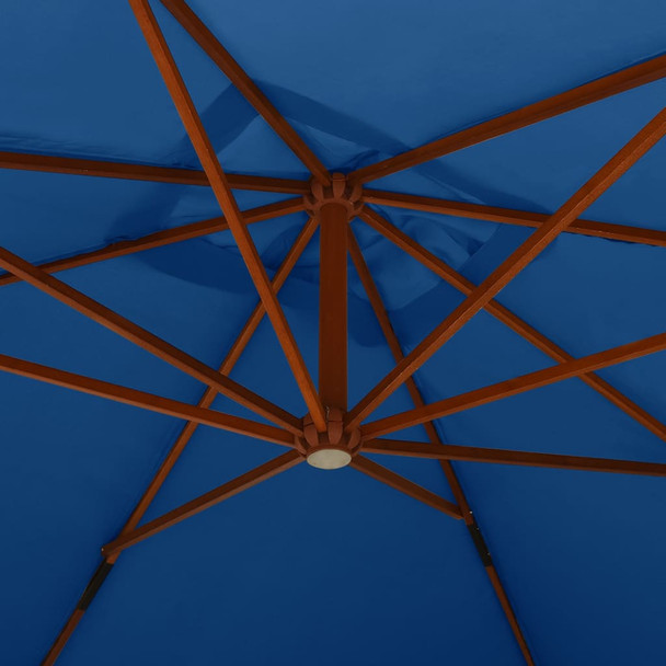 Konzolni suncobran s drvenom šipkom 400 x 300 cm azurnoplavi 318435