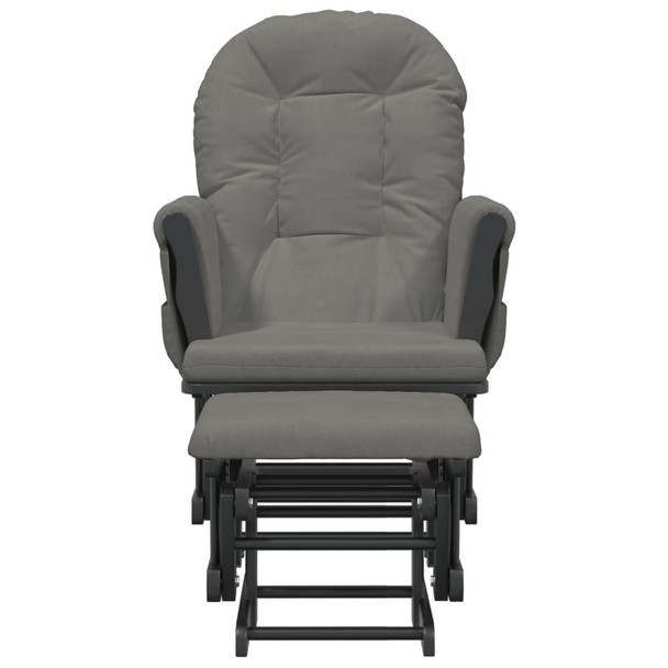 Stolica za ljuljanje s tabureom tamnosiva od tkanine 351667