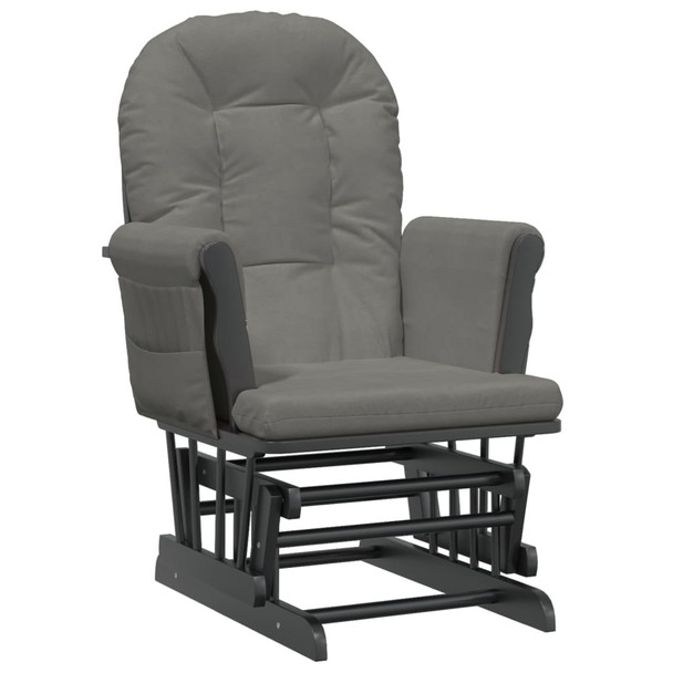 Stolica za ljuljanje s tabureom tamnosiva od tkanine 351667