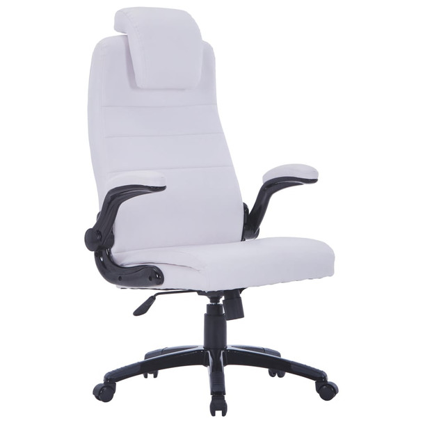 Podesiva uredska okretna stolica od umjetne kože bijela 20090