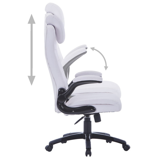 Podesiva uredska okretna stolica od umjetne kože bijela 20090